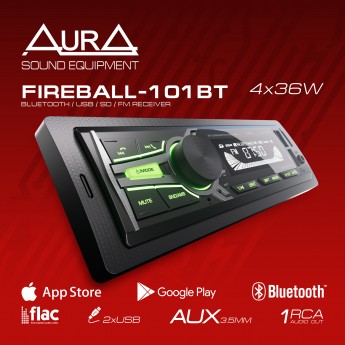 Автомагнитола c BlueTooth AURA FIREBALL-101BT