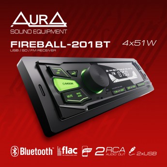 Ресивер автомобильный AURA FIREBALL-201 USB/BT