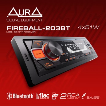 Ресивер автомобильный AURA FIREBALL-203BT USB/BT