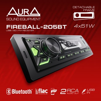 Ресивер автомобильный AURA FIREBALL-205BT USB/BT