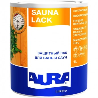 Лак для отделки саун AURA Sauna Lack 1 л полуматовый