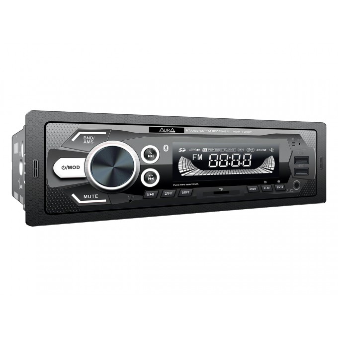 Автомагнитола, белая подсветка с поддержкой SD, AUX, USB, Bluetooth - AURA AMH-104BT 1din AMH104BT