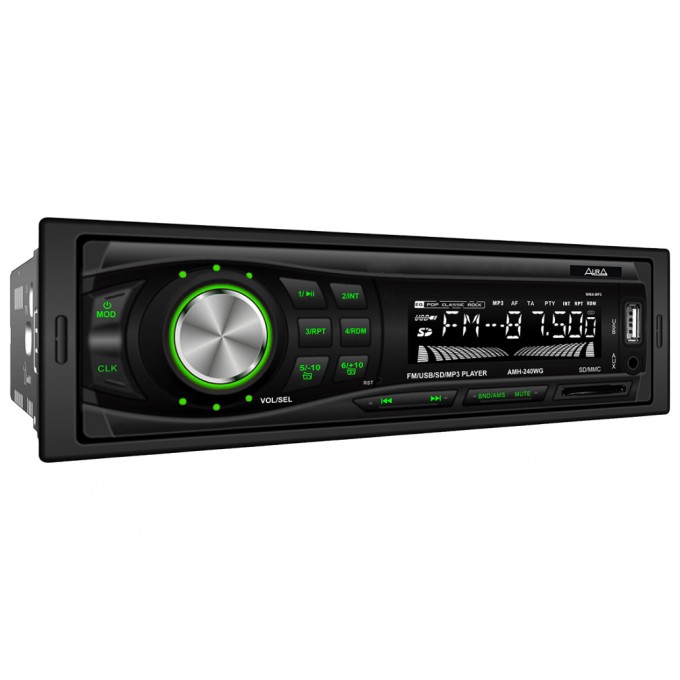 Автомагнитола MP3/USB/SD <<AURA AMH-240WG>> AURA AMH-240WG USB-ресивер, зелёная подсветка AMH240WG