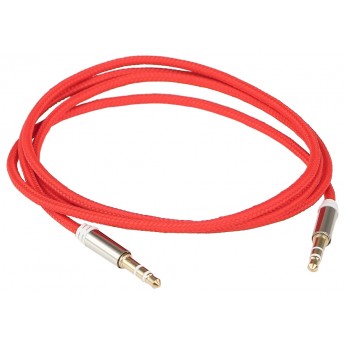 Кабель межкомпонентный AURA RCA-J10R миниджек, 3,5 > 3,5 mm, красный, 1 метр