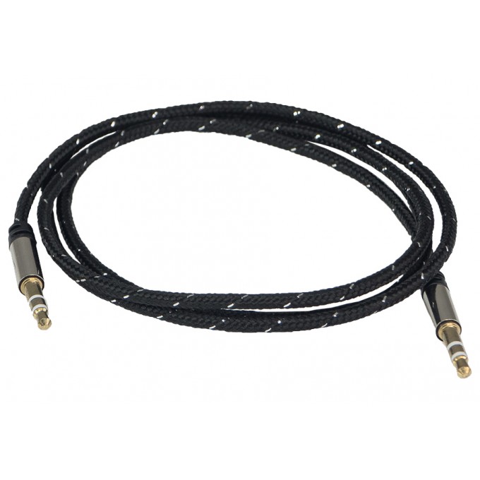 Кабель межкомпонентный <<Aura RCA-J11B>> миниджек, 3,5 > 3,5 mm, чёрный, 1 метр RCAJ11B